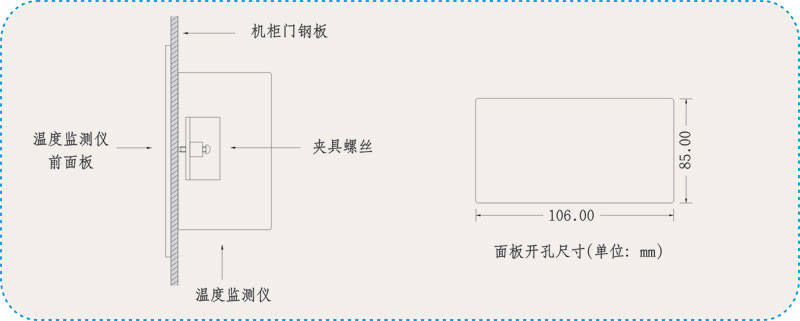 CX-KZX-CW無(wú)線測(cè)溫系統(tǒng)外形及開孔尺寸